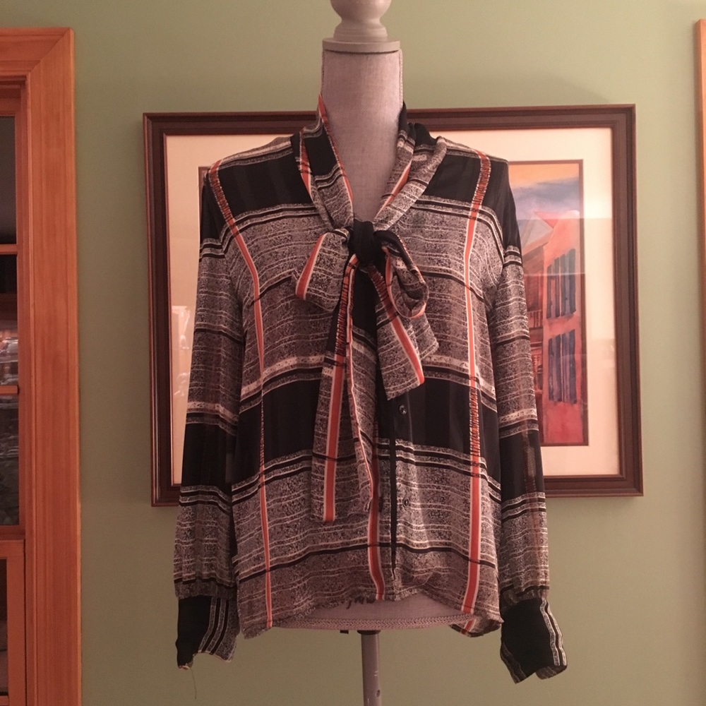 Vintage Stuart Lang sz6/fits like 4 printed blouse